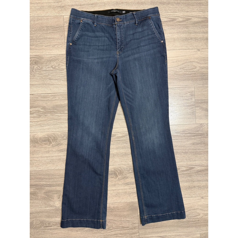 One 5 One Love My Fit Goddess Fit Bootcut Jeans Size 16/33 Blue Womens High Rise